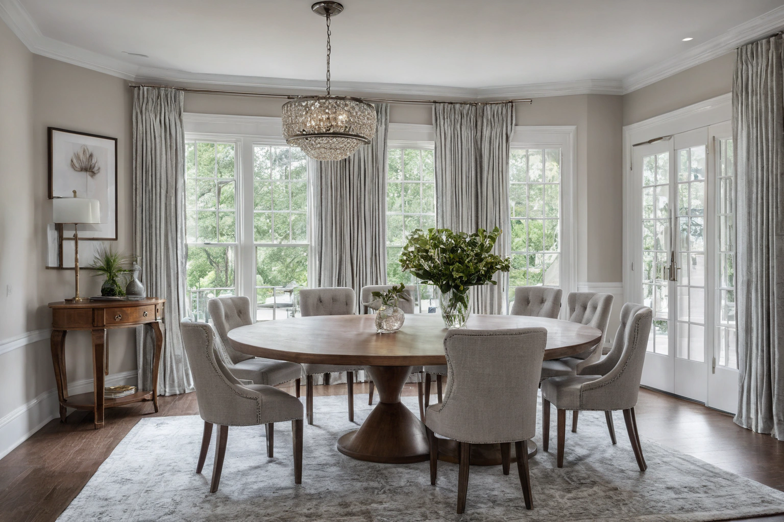 Photo-ready dining room staged for a listing shoot